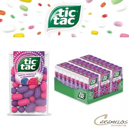 Vente grossiste confiserie TIC TAC MYRTILLES/FRAMBOISES 18G x 24