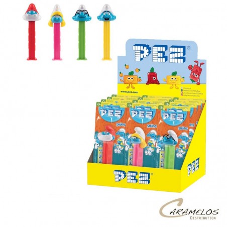 Vente grossiste confiserie PEZ SCHTROUMPFS + 1 RECHARGE x12