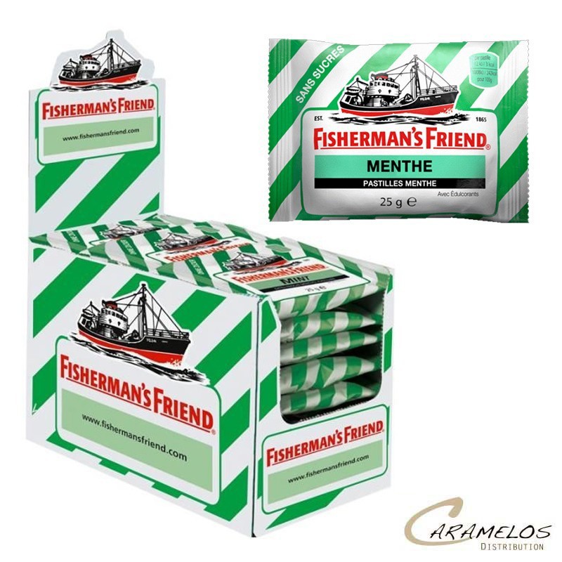 Vente grossiste confiserie FISHERMAN'S VERT CLAIR  MENTHE  25G