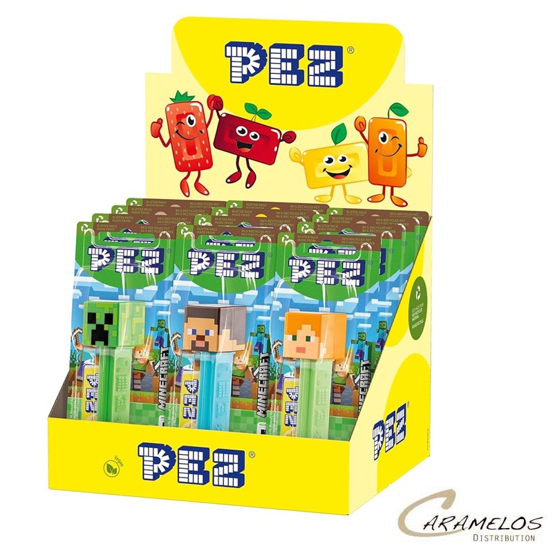 Vente grossiste confiserie PEZ MINECRAFT + 1 RECHARGE  x12
