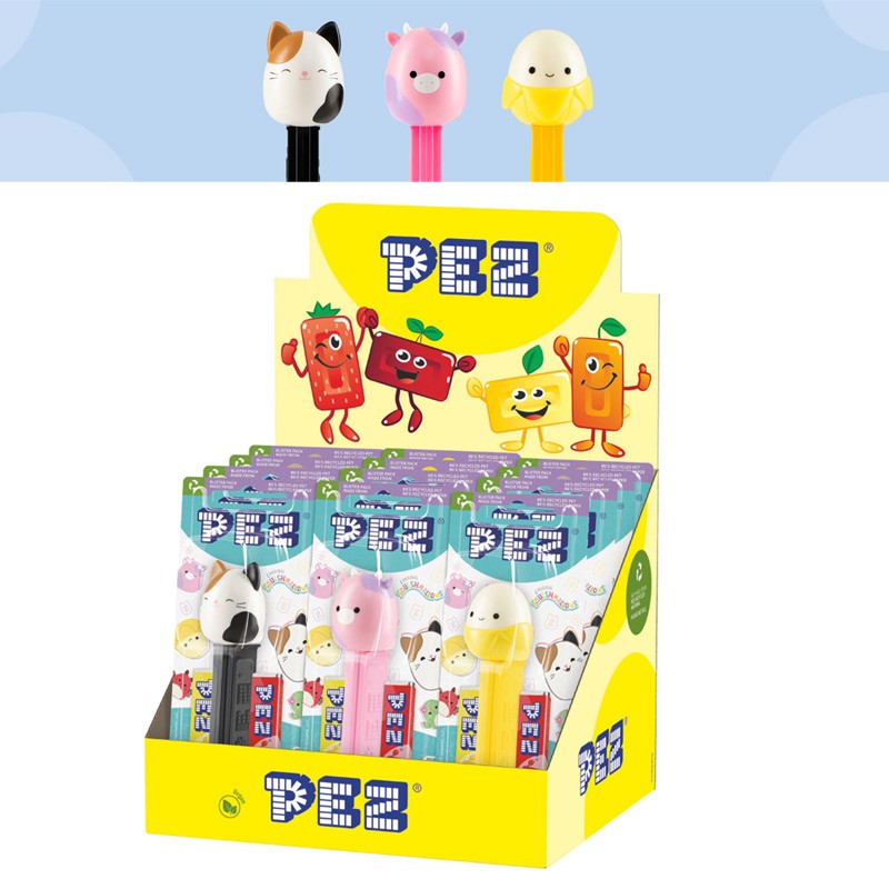 Vente grossiste confiserie PEZ SQUISHMALLOWS  + 1 RECHARGE x12